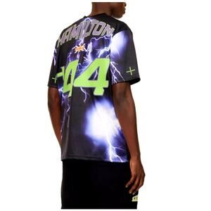 +44 Silverstone Men's Multi Lighting Graphic Print Relaxed Cotton T-Shirt 2XL